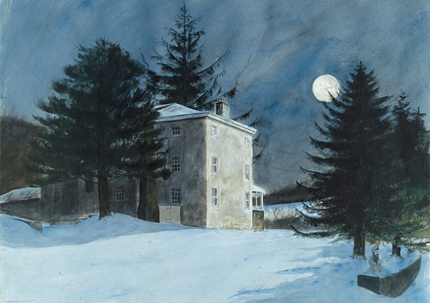 Below Zero - by Karl J. Kuerner - moonlight on the Kuerner Farm