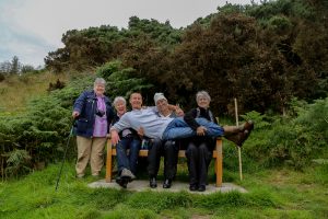 Images in the Landscape tour guests with guide, Mike Croghan, climbing to Kesh Corran